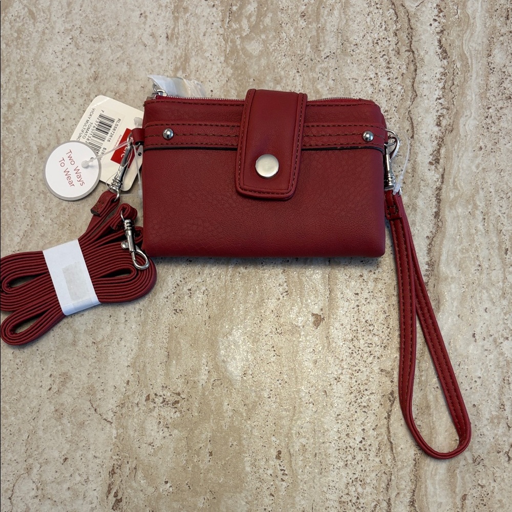 Relic Vicky Multifunction Wallet inTomato Red with Crossbody Strap